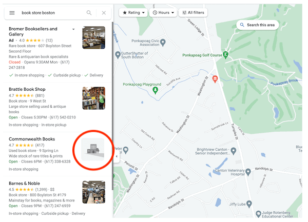 Comercio en Google Maps