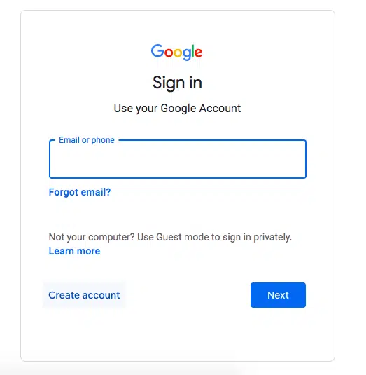 Crea una cuenta en Google