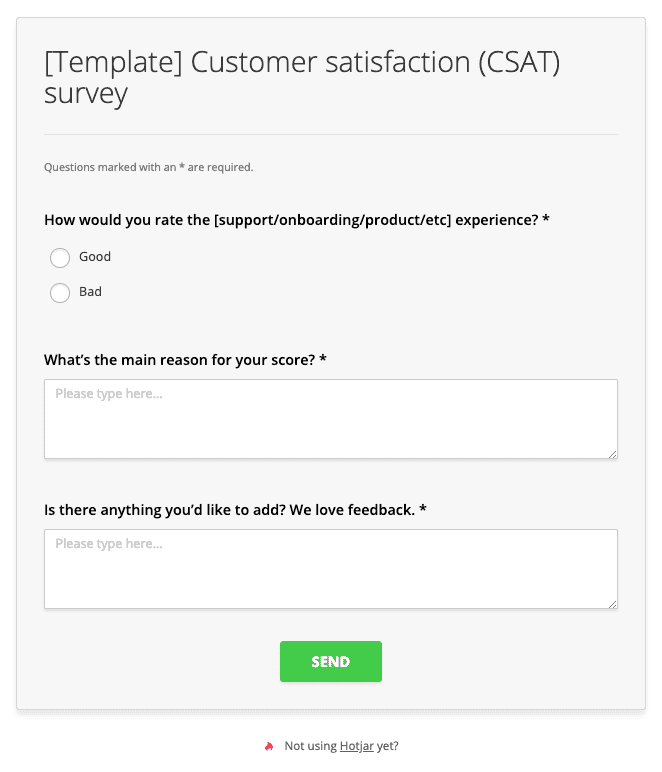 Plantilla de encuesta de satisfacción del cliente (CSAT)