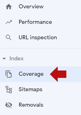 Sección de cobertura de Google Search Console