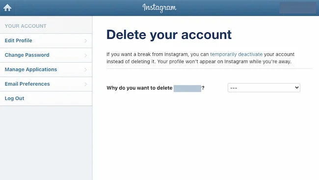 Paso 2: Como eliminar cuenta de Instagram desde la web