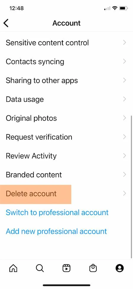 Paso 4: como eliminar una cuenta de instagram desde iphone