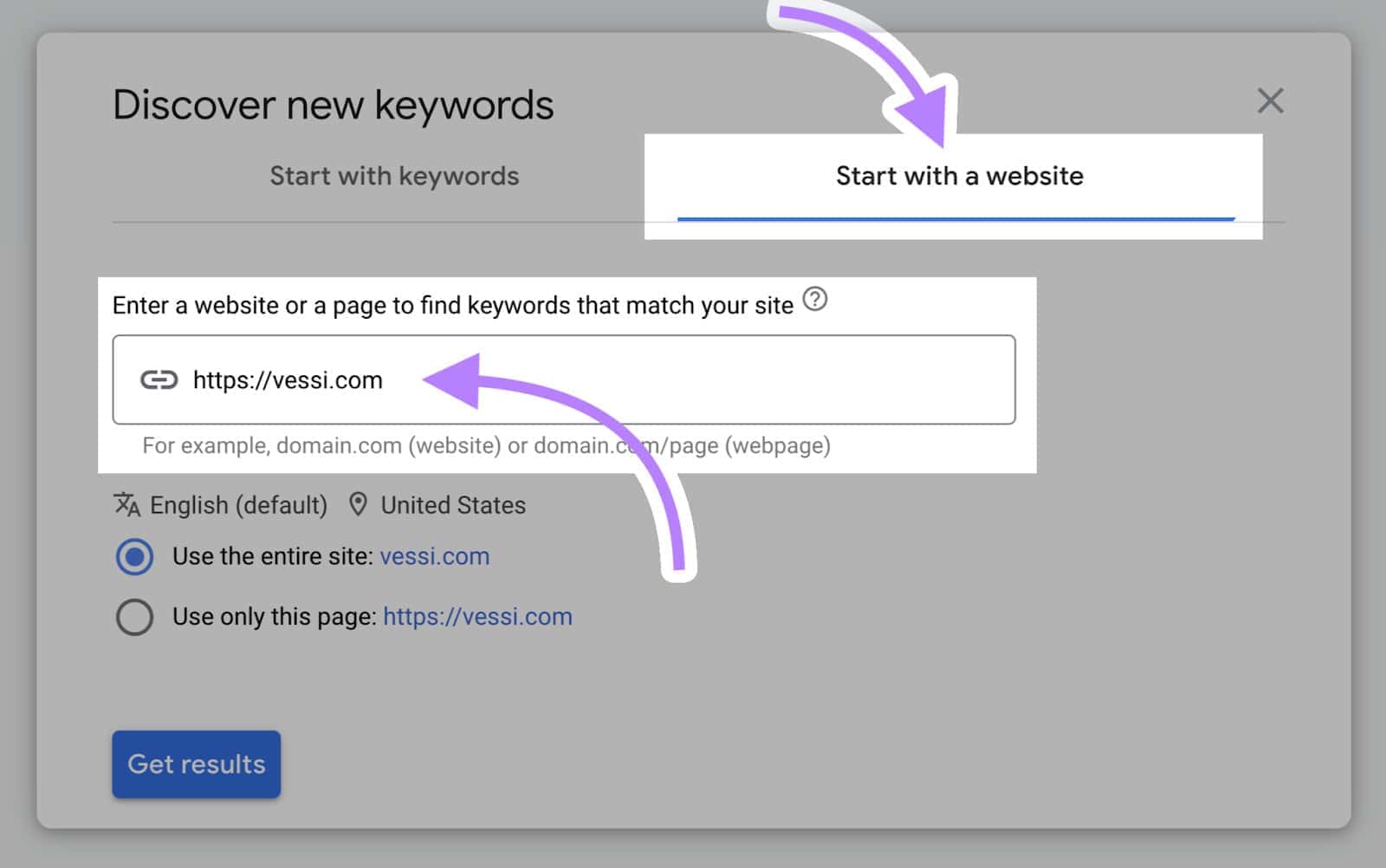 Sección: Descubrir nuevas palabras clave en el planificador de Google 2