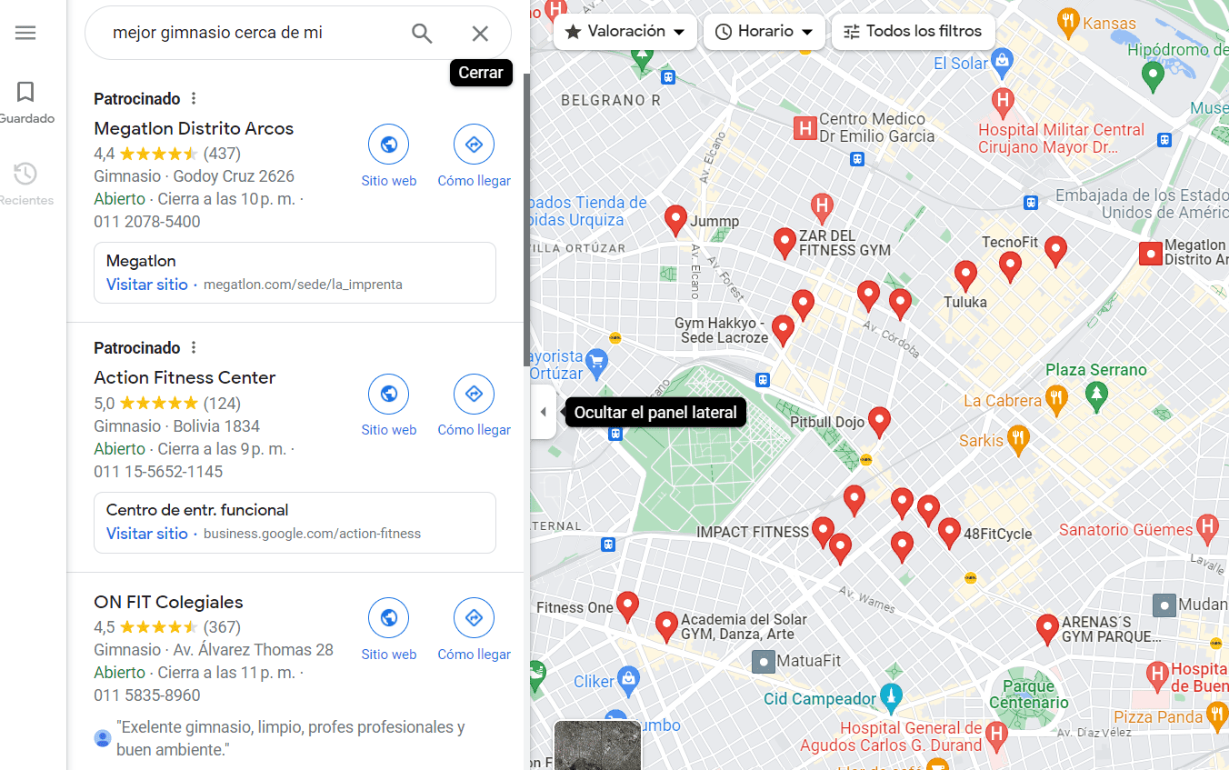 mejor gimnasio cerca de mi en Google 