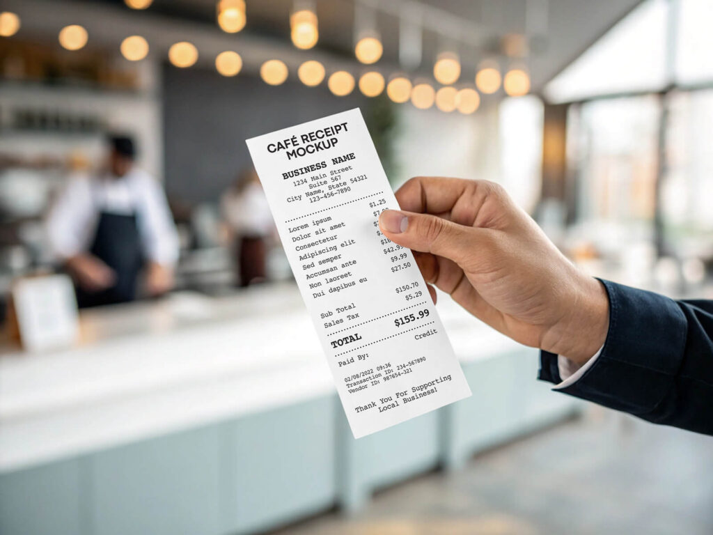 Free Hand Holding-Restaurant Cafe Receipt