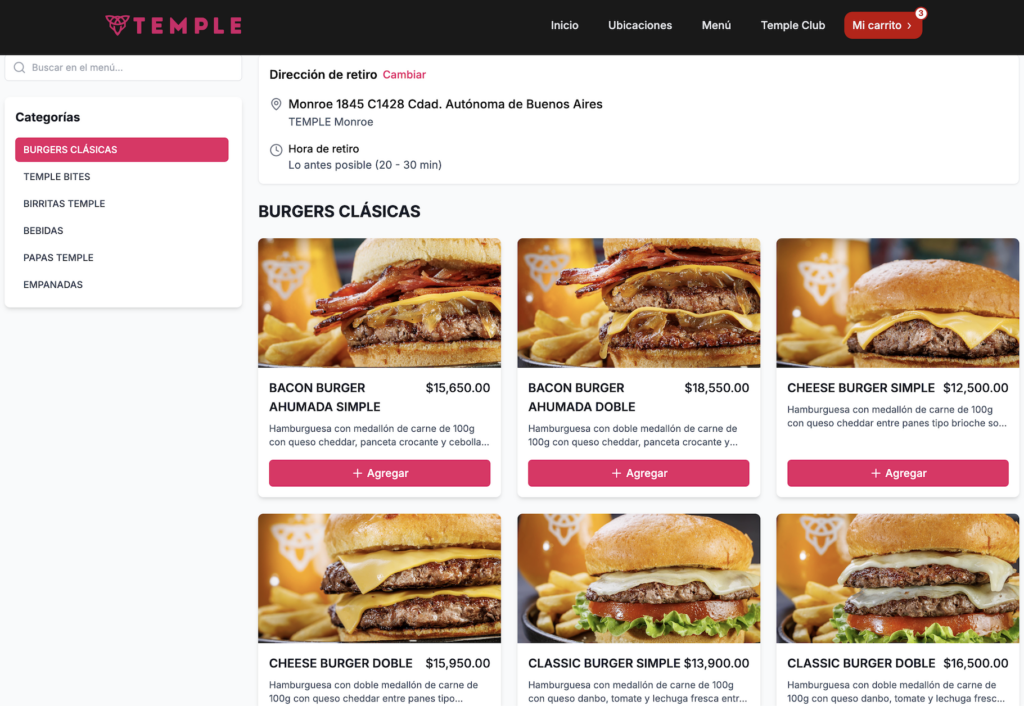 Delivery propio de Temple Argentina
