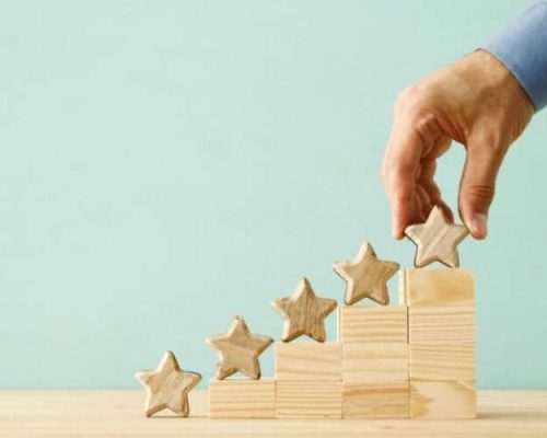 concept image of setting a five star goal. increase rating or ranking, evaluation and classification idea